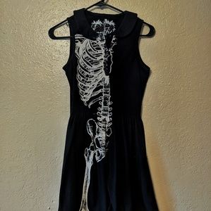 Skeleton print skater dress